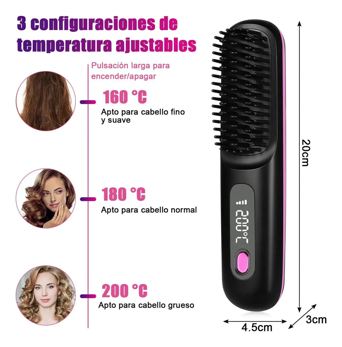 *Cepillo Alisador Kit + Pinzas y Peine*