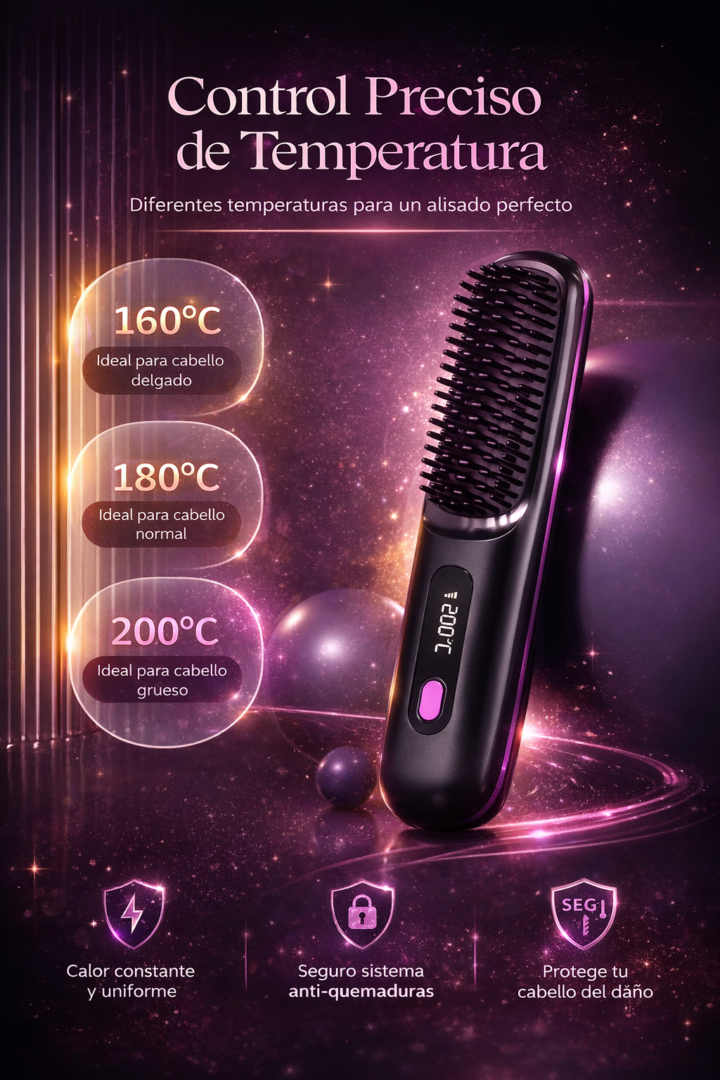 *Cepillo Alisador Kit + Pinzas y Peine*